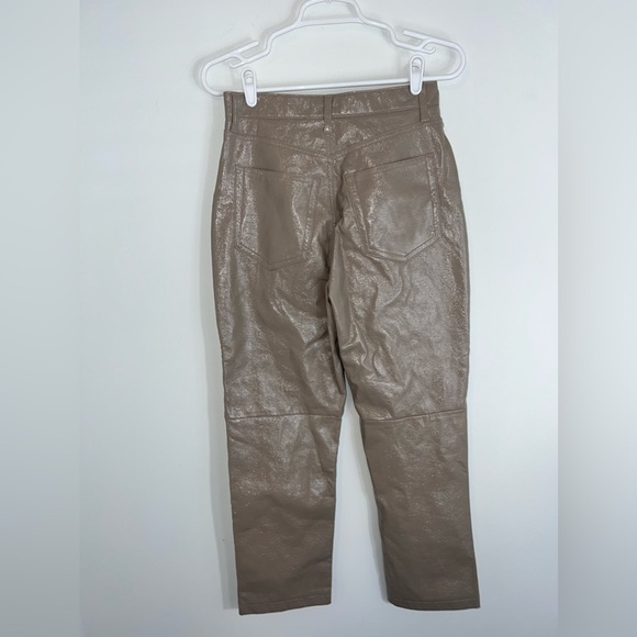 Abercrombie & Fitch The 90's Straight Ultra High Rise Faux Leather Pants Tan 28 - Picture 14 of 14